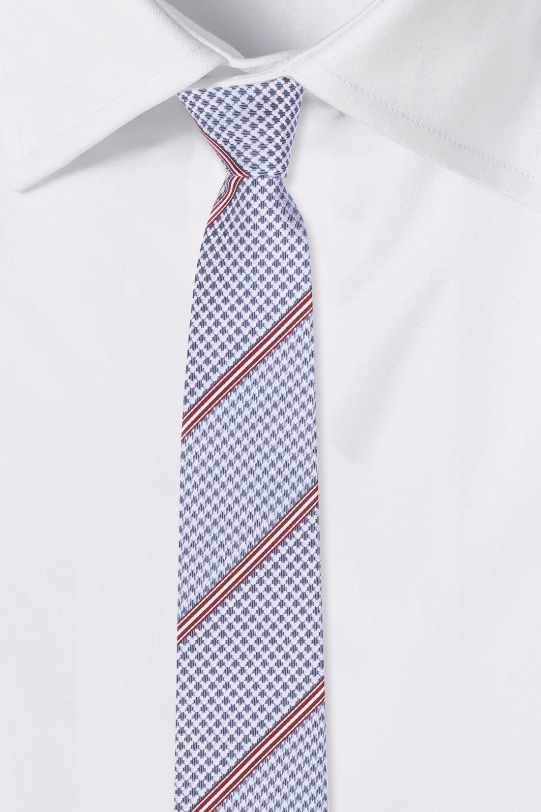 Sky Blue Checkered Silk Necktie for Men