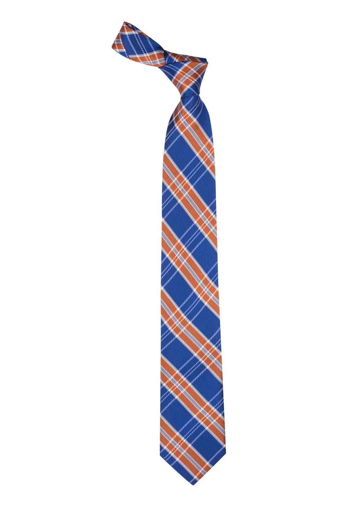 Red Blue and Orange Checkered Silk Necktie for Men