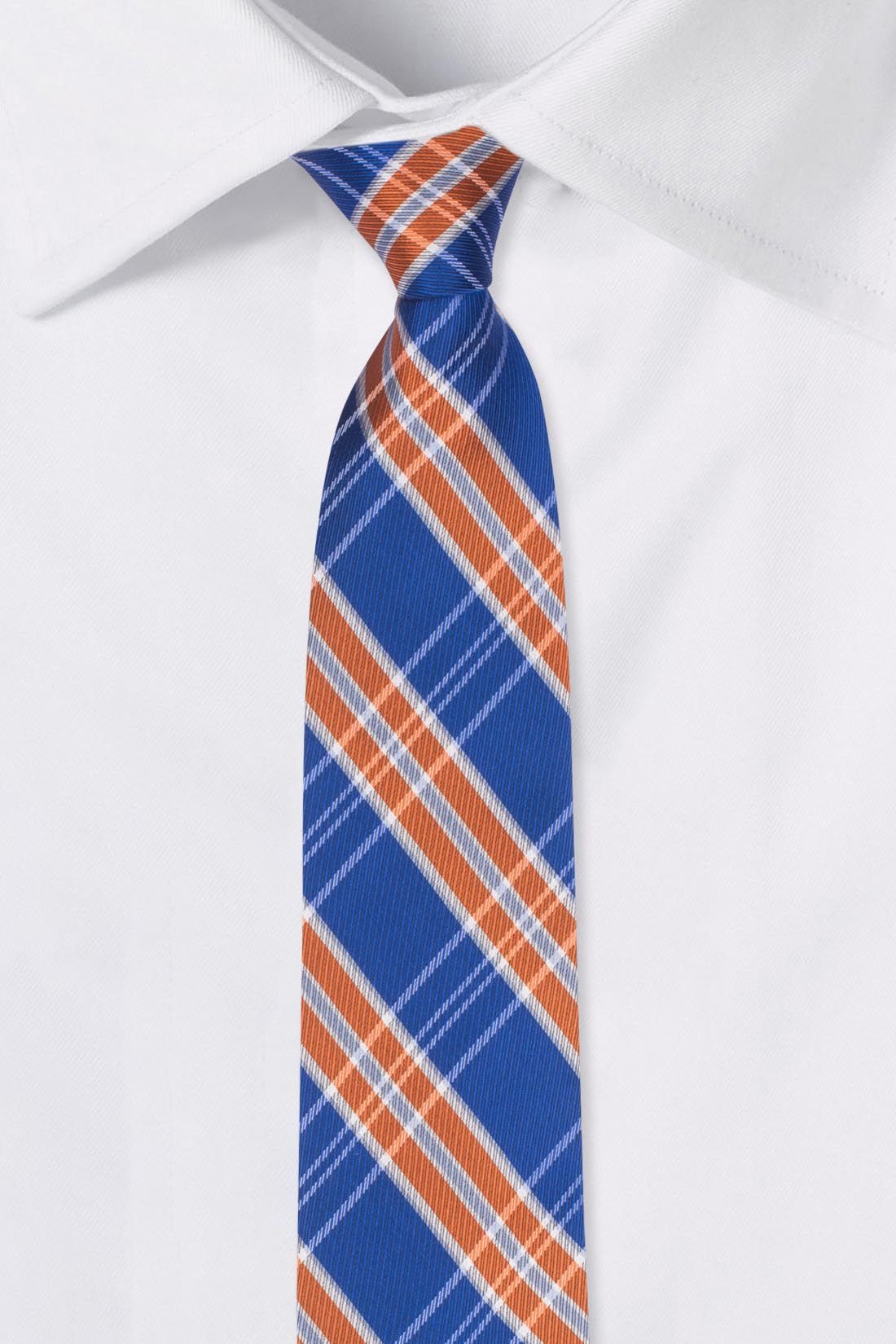Red Blue and Orange Checkered Silk Necktie for Men