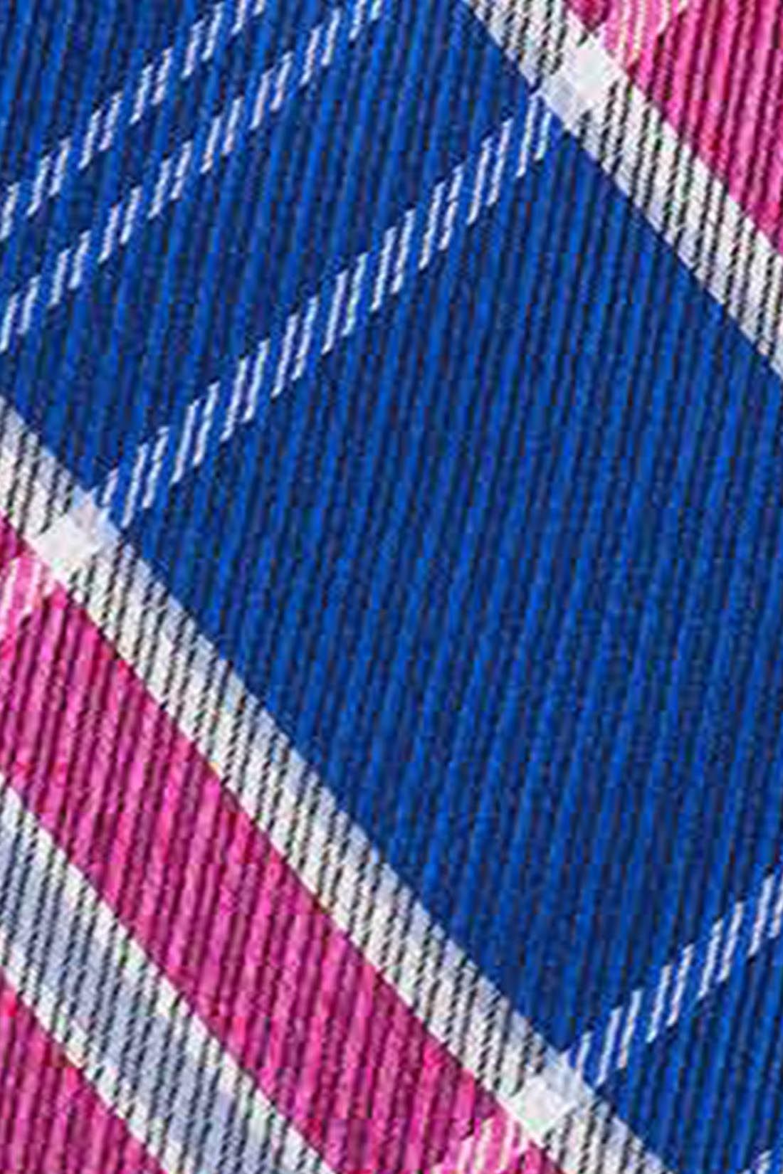 Red Blue and Pink Checkered Silk Necktie for Men