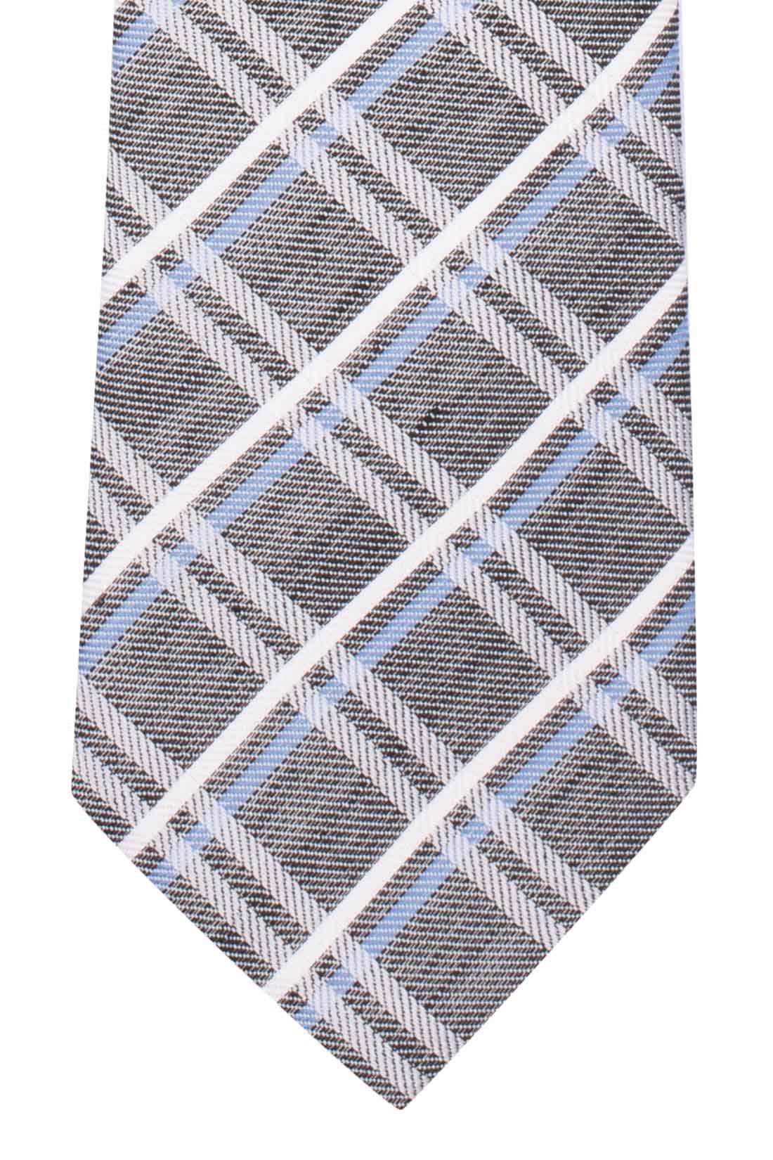 Red Gray with Blue and White Checkered Silk Necktie for Men