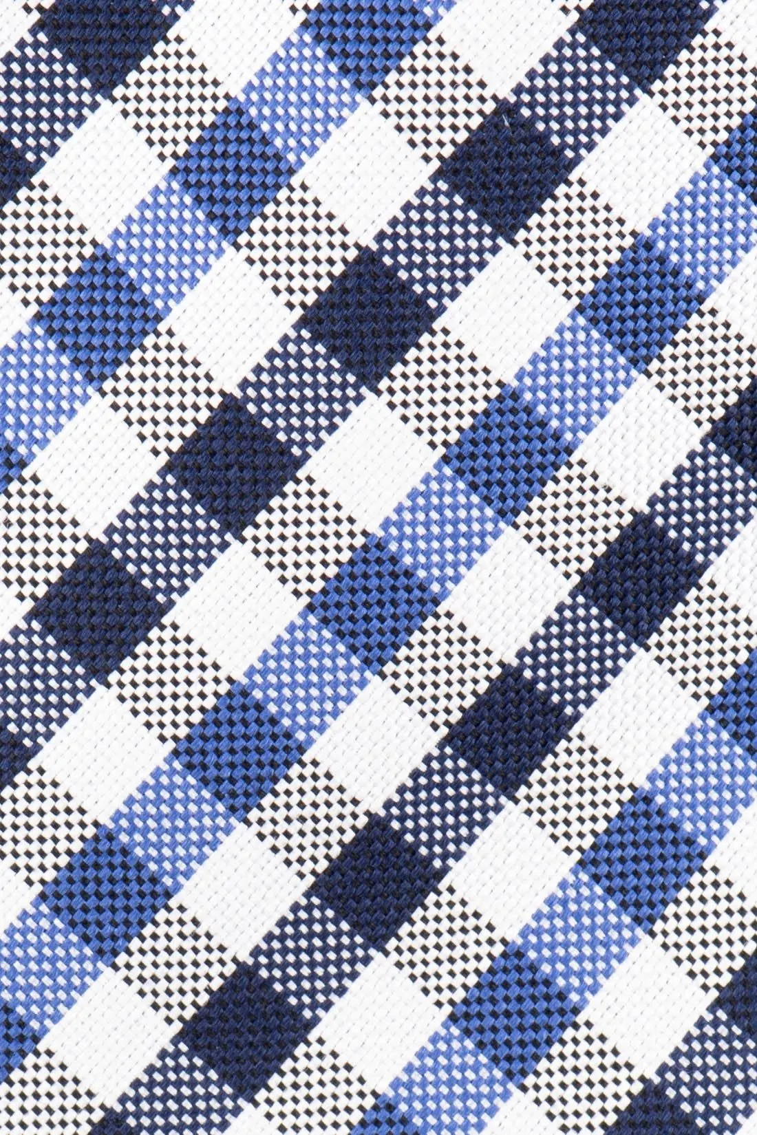 Red Blue and White Checkered Silk Necktie for Men