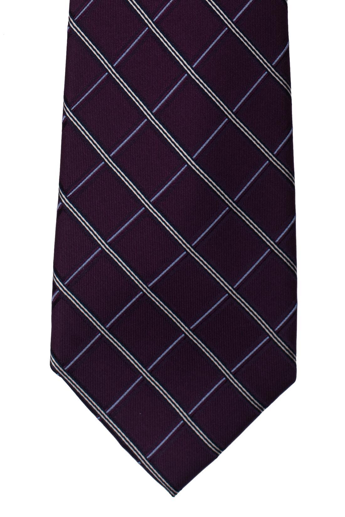 Purple Checkered Silk Necktie for Men