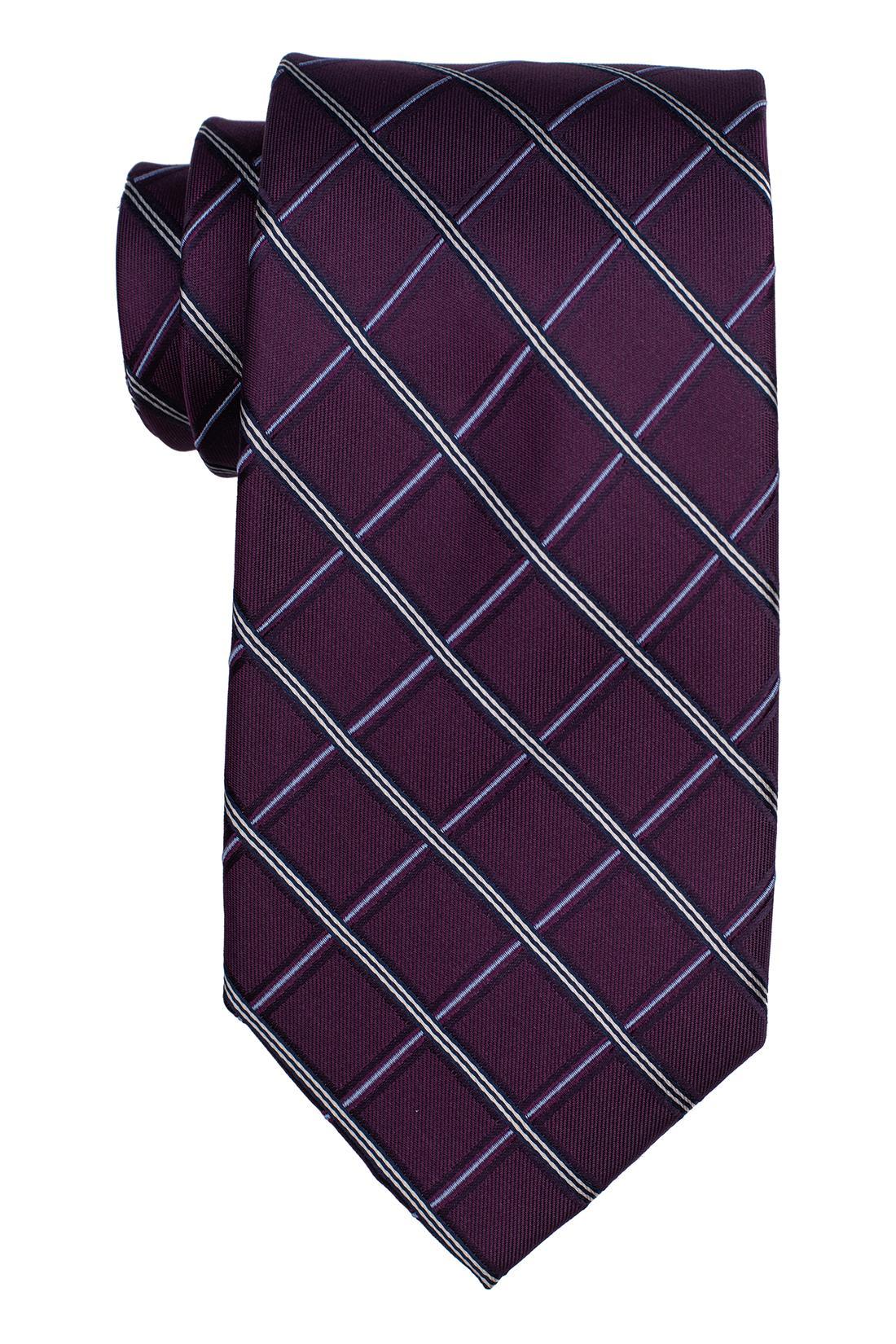Purple Checkered Silk Necktie for Men
