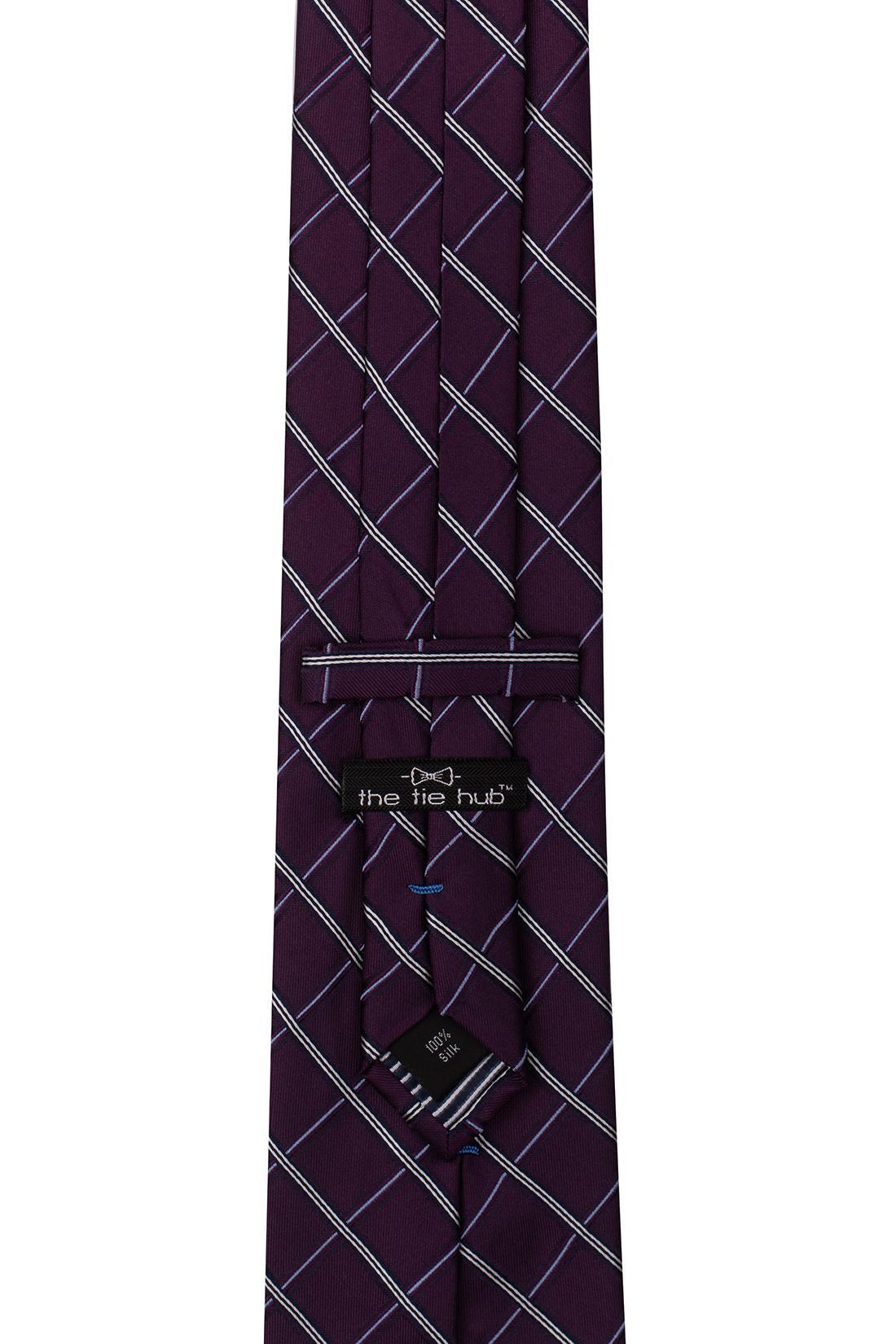 Purple Checkered Silk Necktie for Men