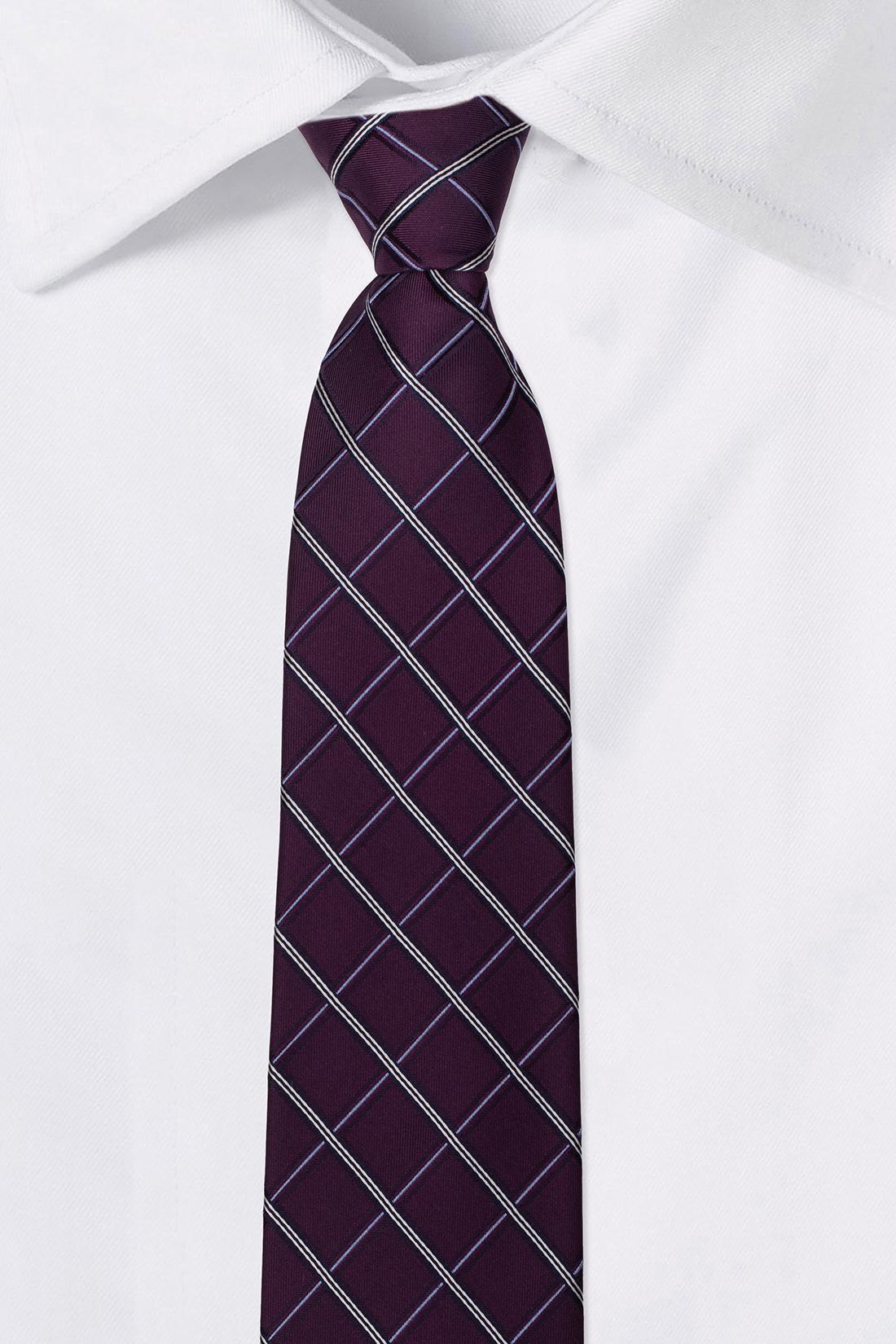 Purple Checkered Silk Necktie for Men
