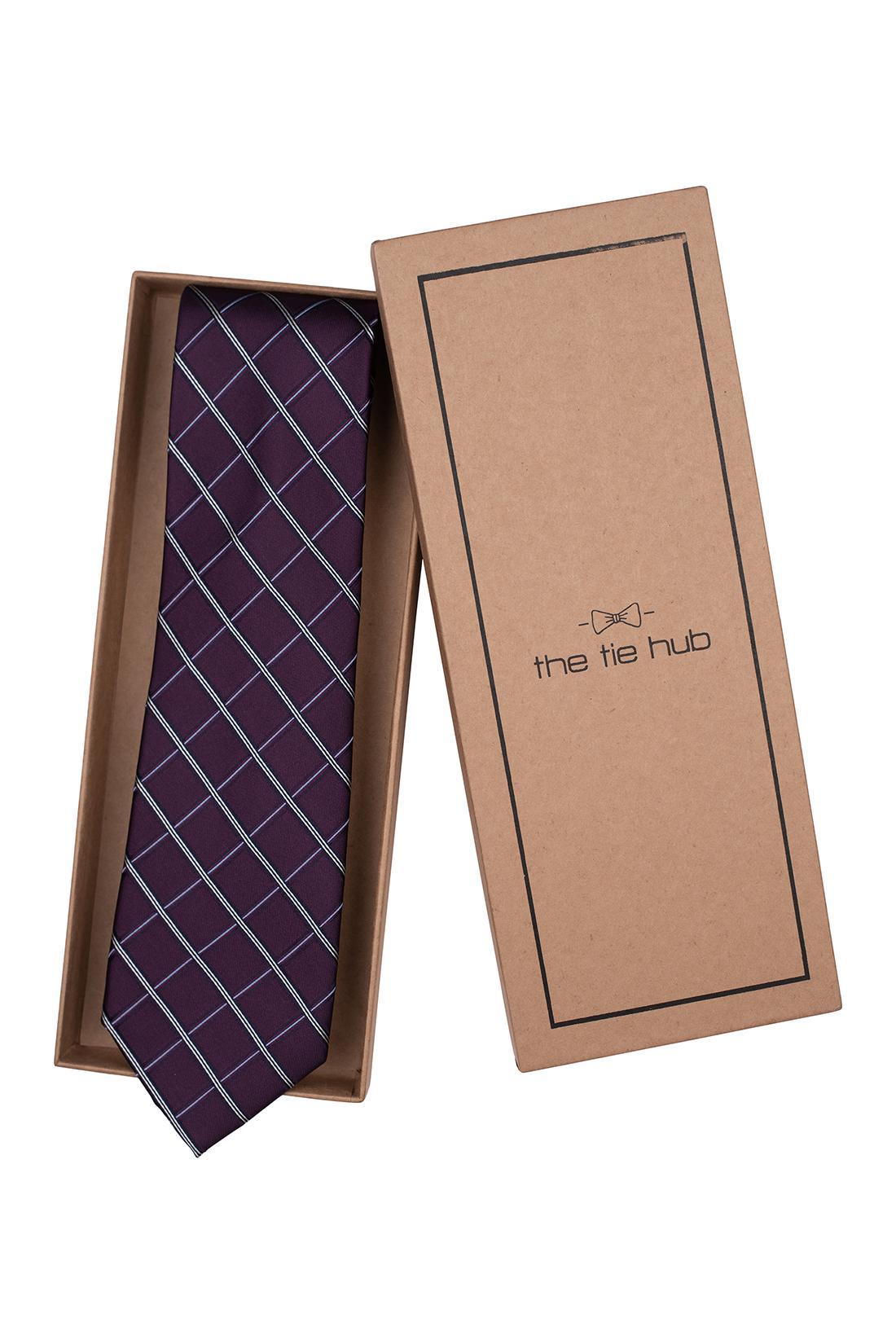 Purple Checkered Silk Necktie for Men