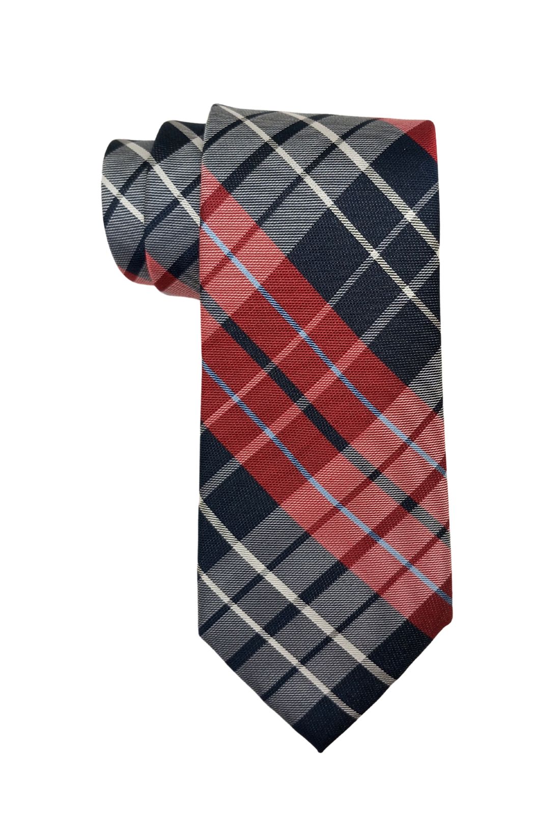 Red with Blue Checkered Silk Necktie for Men