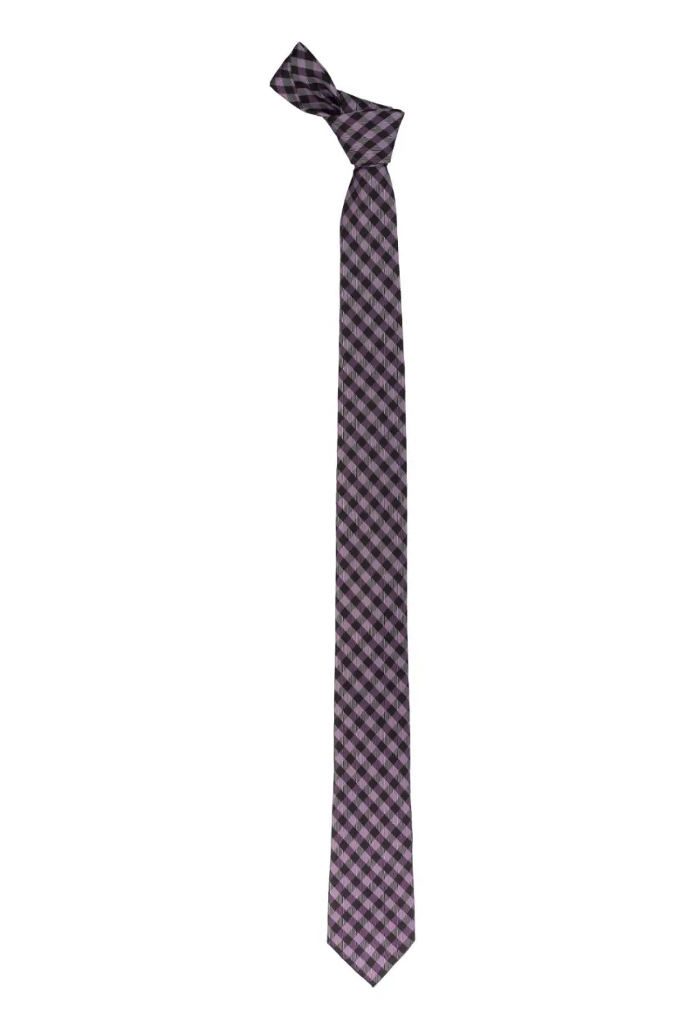 Purple with Black Checkered Silk Necktie for Men