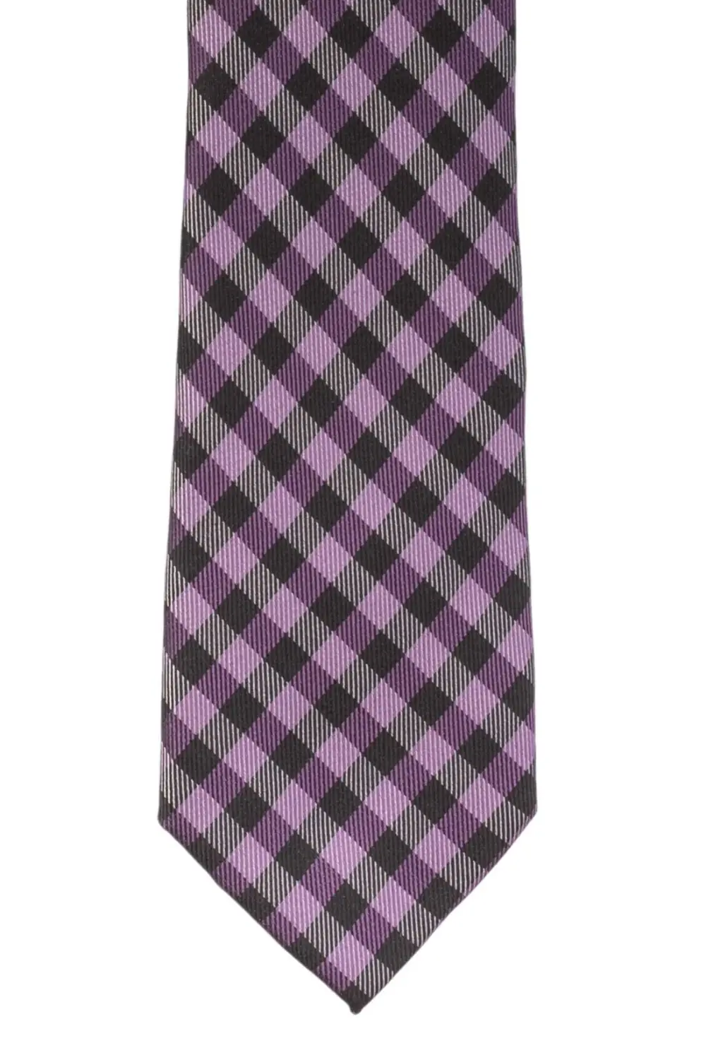 Purple with Black Checkered Silk Necktie for Men