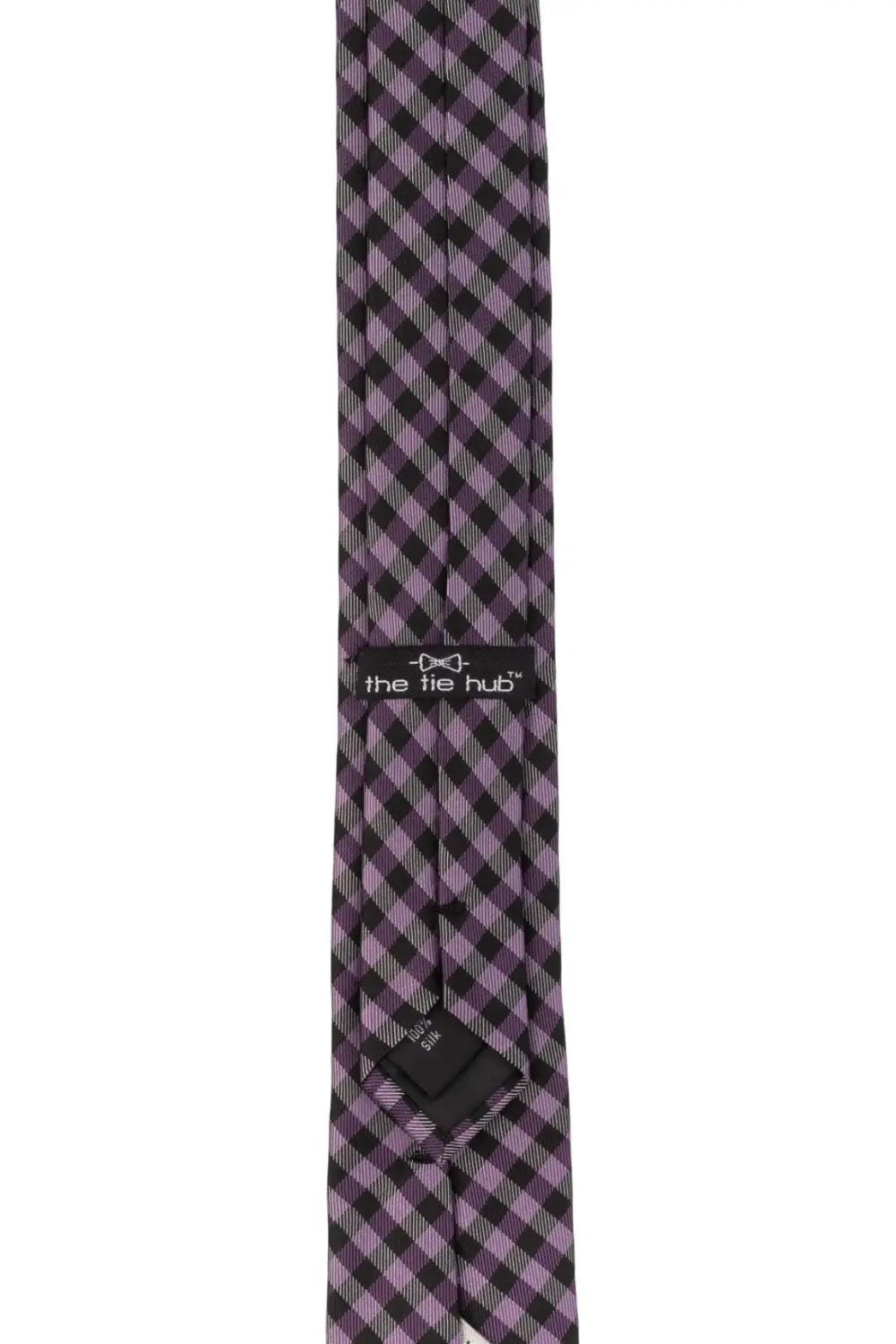 Purple with Black Checkered Silk Necktie for Men
