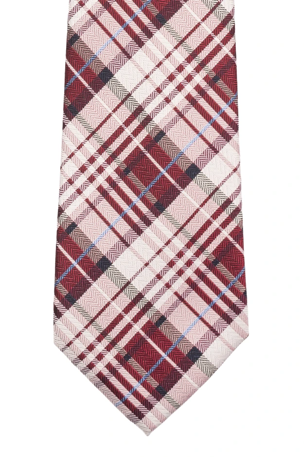Burgundy with White Checkered Silk Necktie for Men