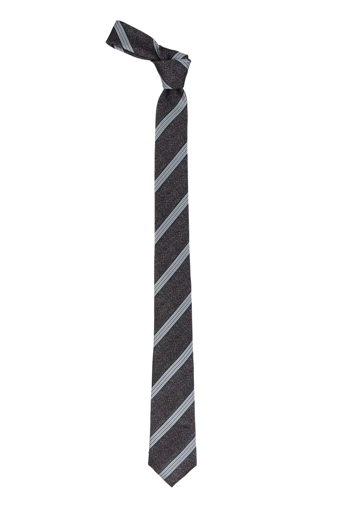 Grey with Blue Striped Silk Necktie for Men