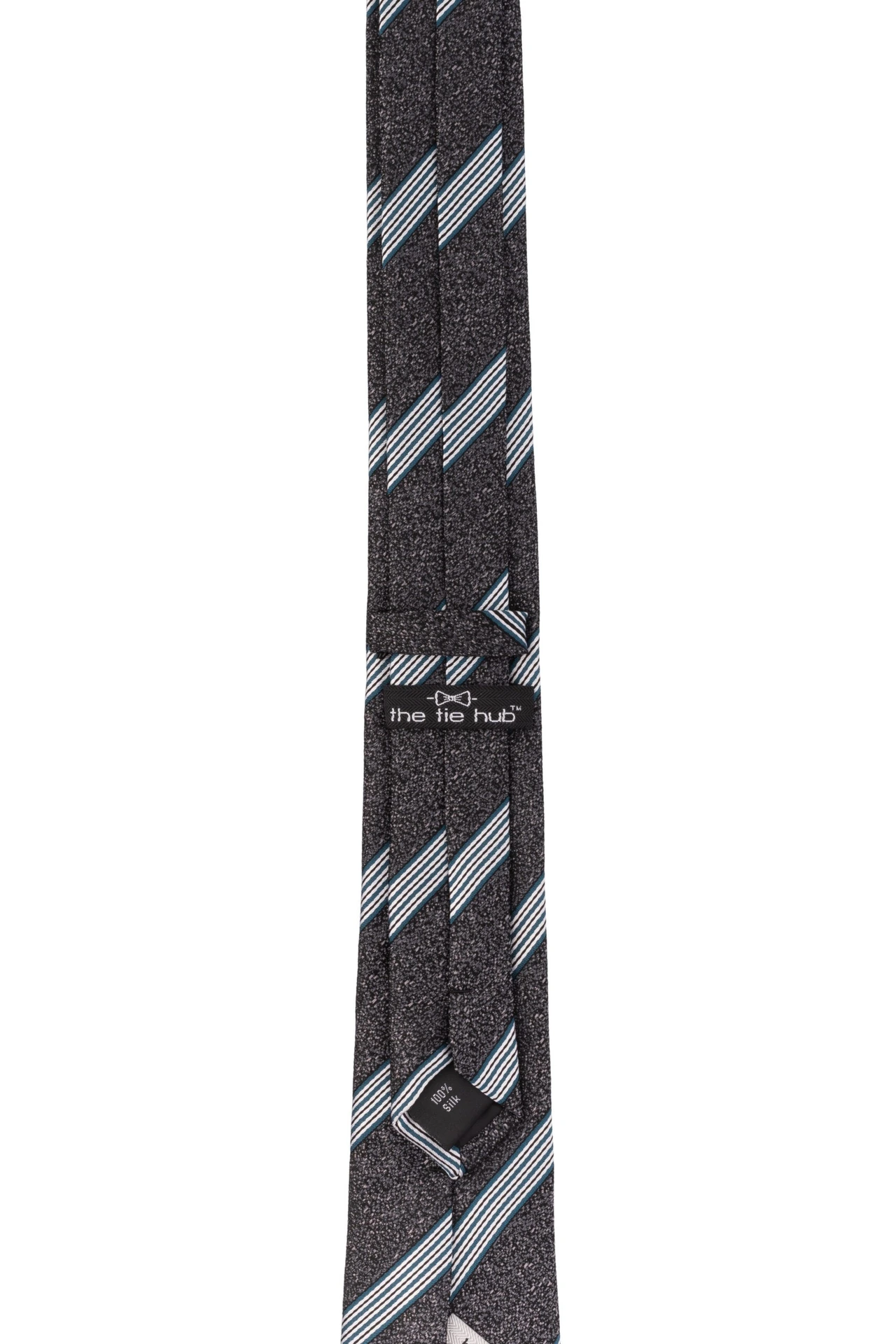 Grey with Blue Striped Silk Necktie for Men
