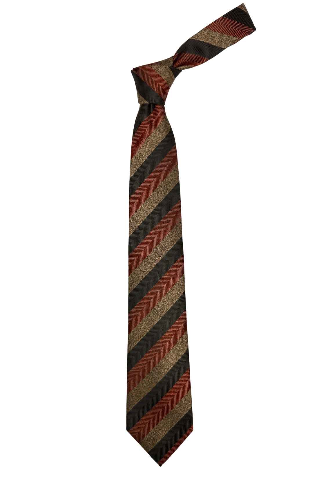Brown Striped Silk Necktie for Men
