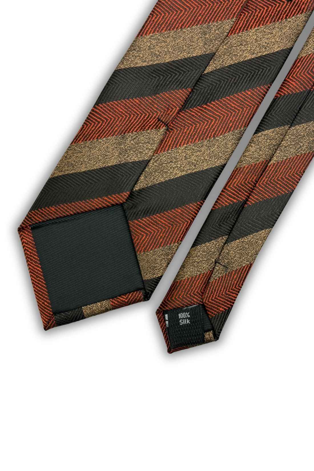 Brown Striped Silk Necktie for Men
