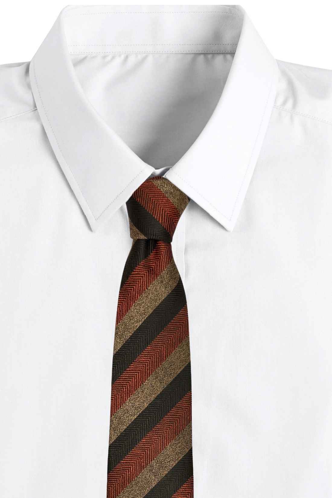 Brown Striped Silk Necktie for Men
