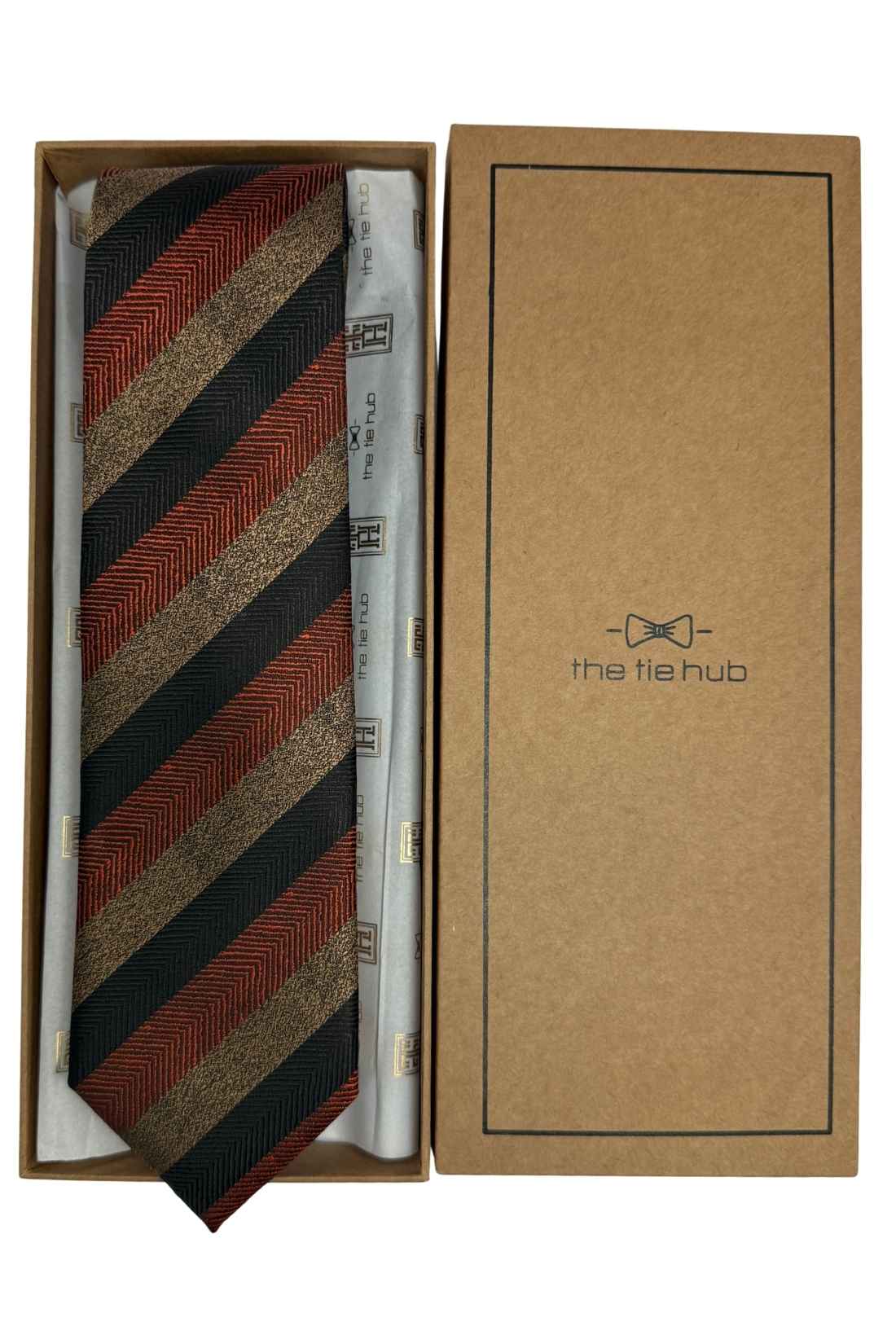 Brown Striped Silk Necktie for Men