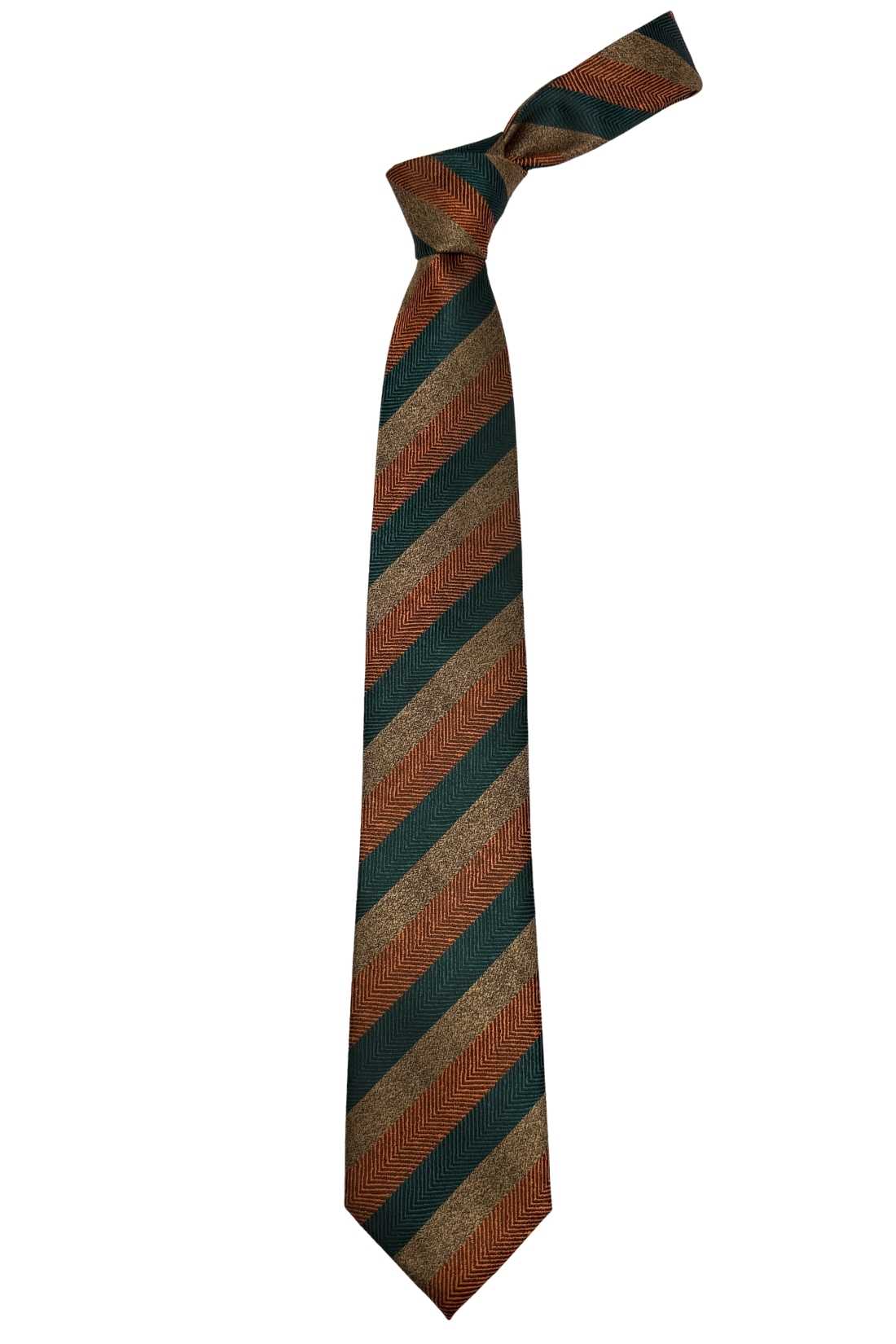 Green Striped Silk Necktie for Men