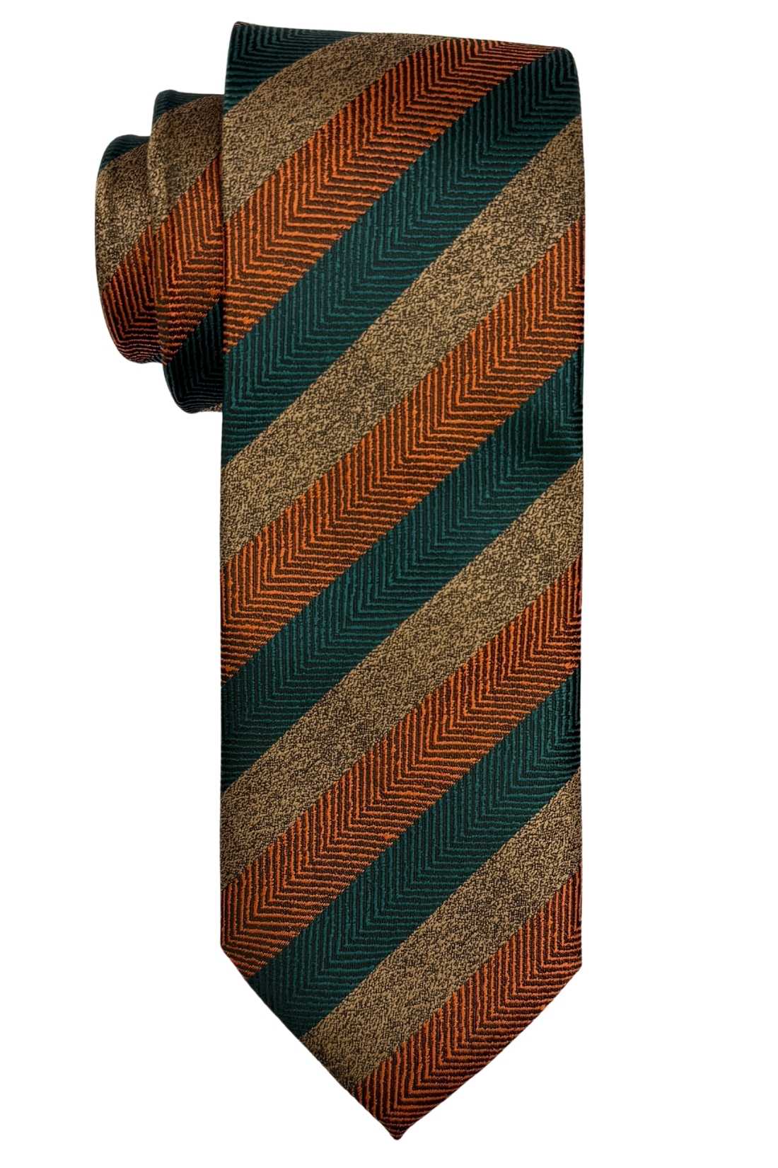 Green Striped Silk Necktie for Men