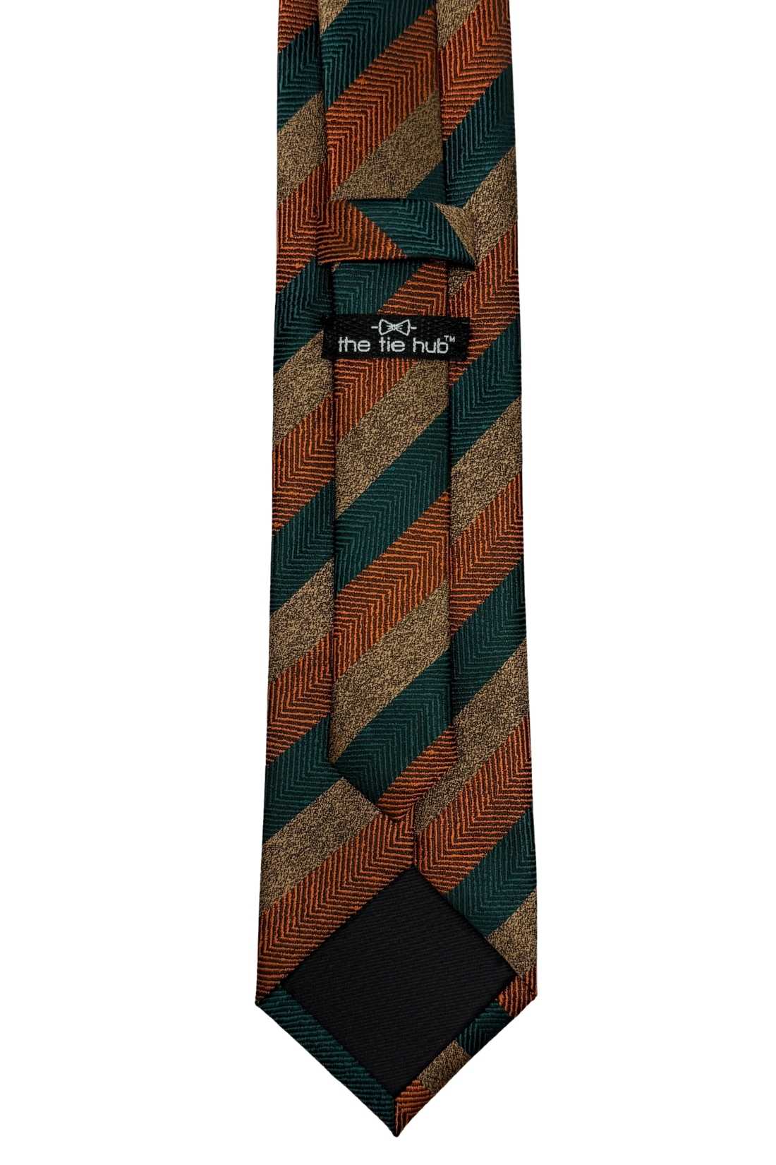 Green Striped Silk Necktie for Men