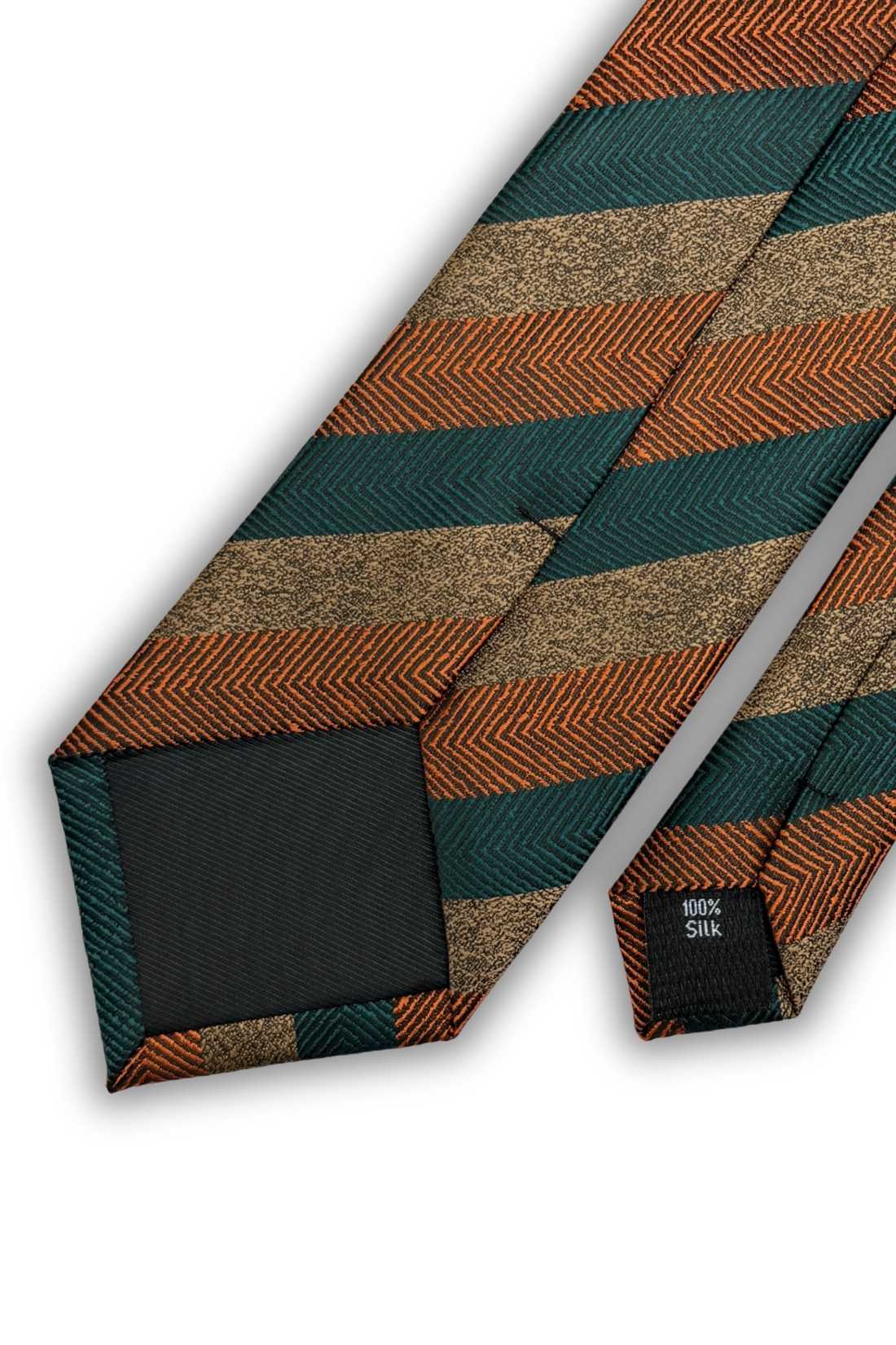 Green Striped Silk Necktie for Men