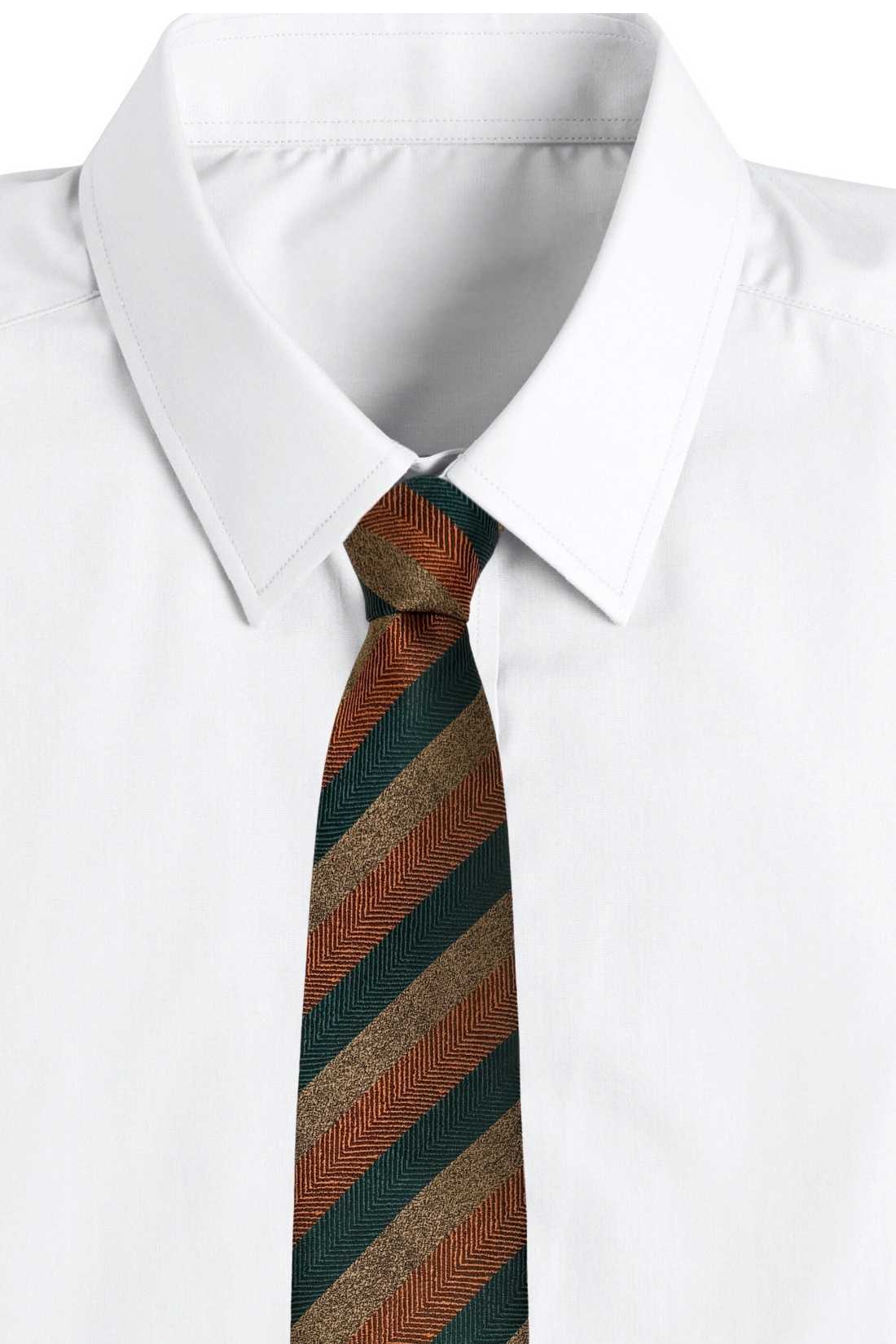 Green Striped Silk Necktie for Men