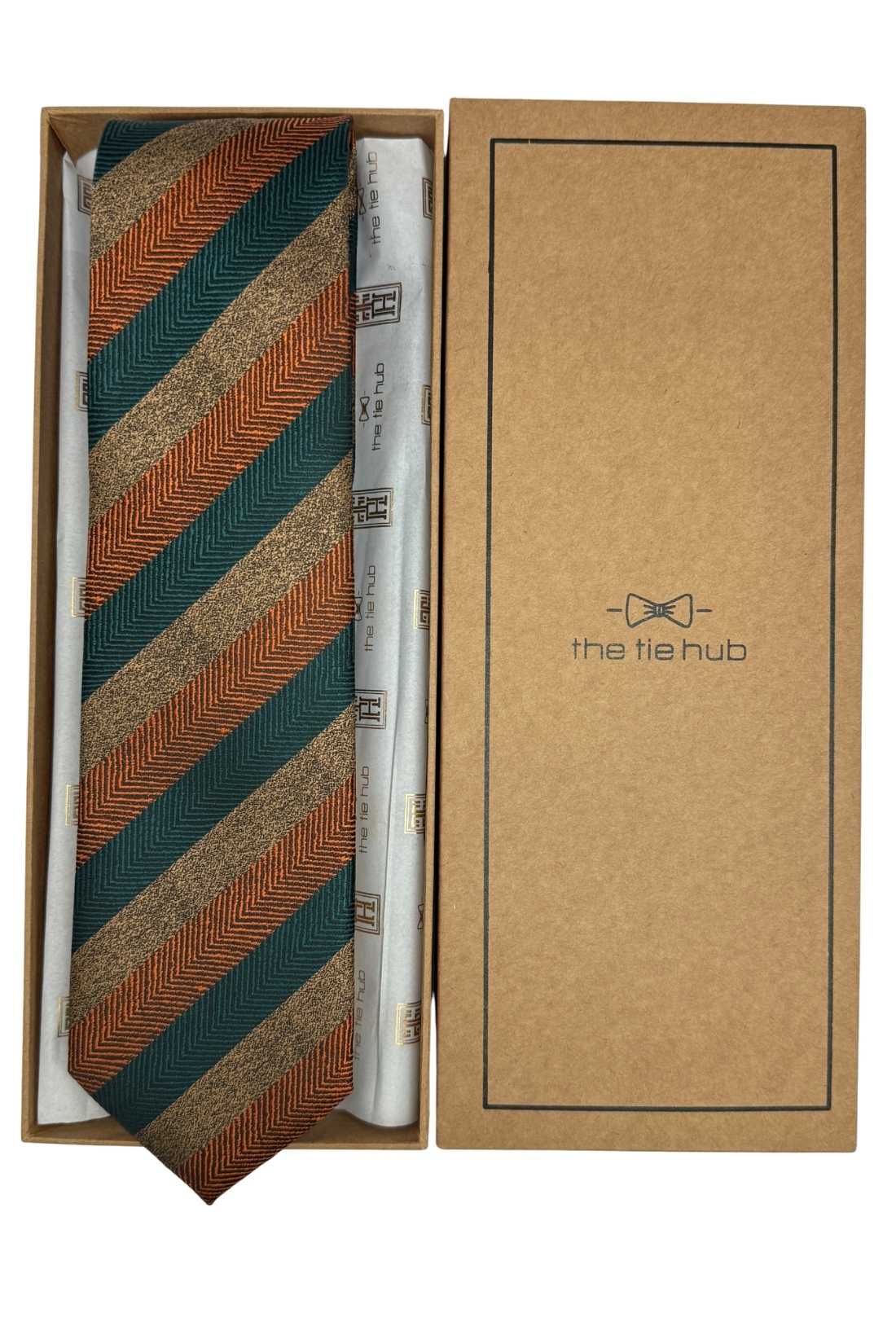 Green Striped Silk Necktie for Men