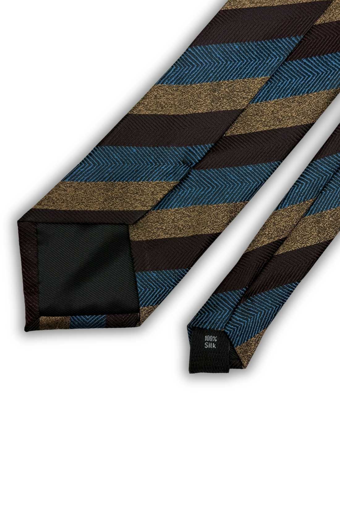 Brown Striped Silk Necktie for Men