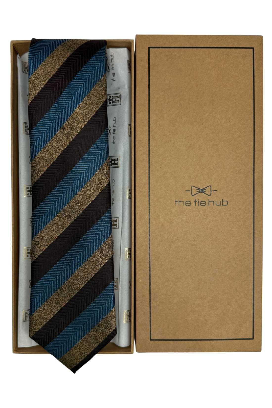 Brown Striped Silk Necktie for Men
