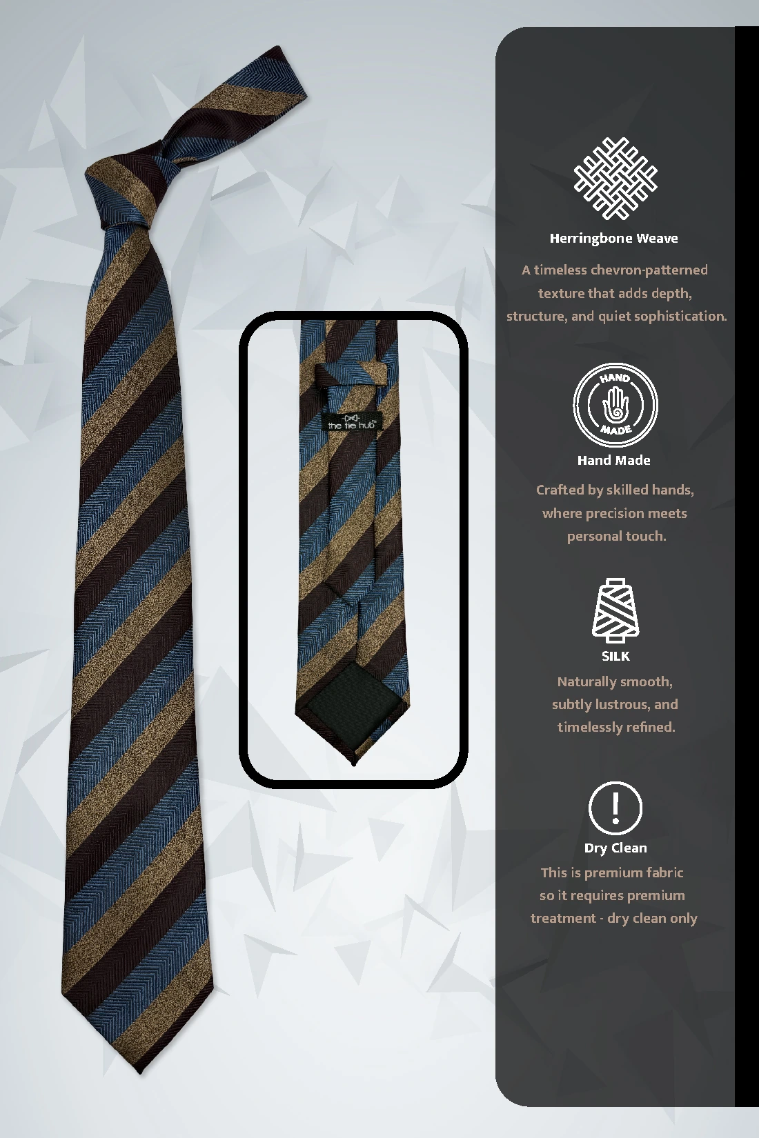 Brown Striped Silk Necktie for Men