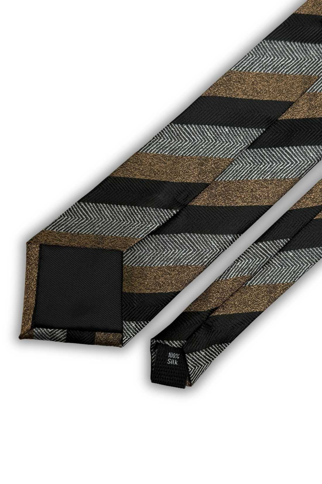 Black Striped Silk Necktie for Men