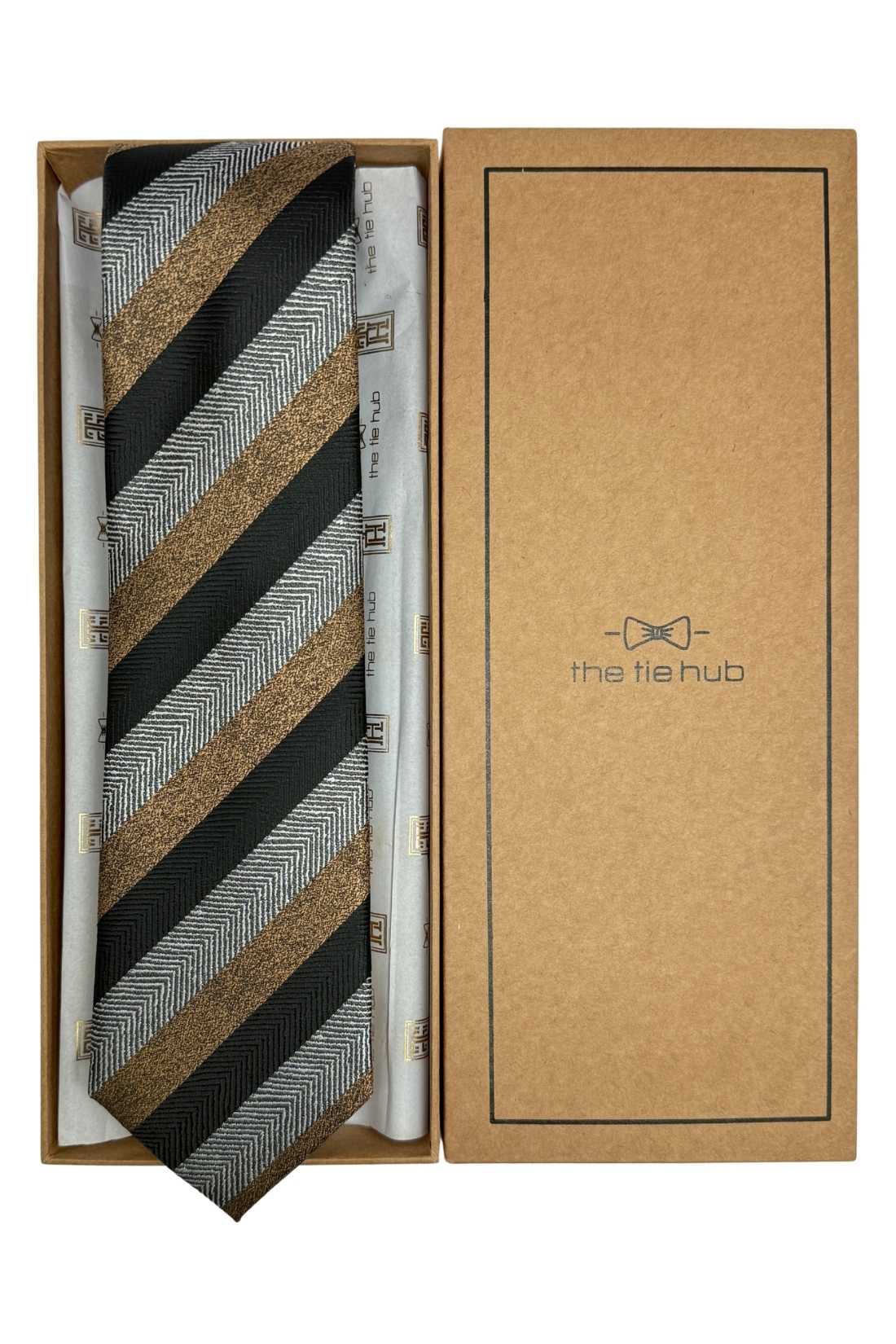 Black Striped Silk Necktie for Men