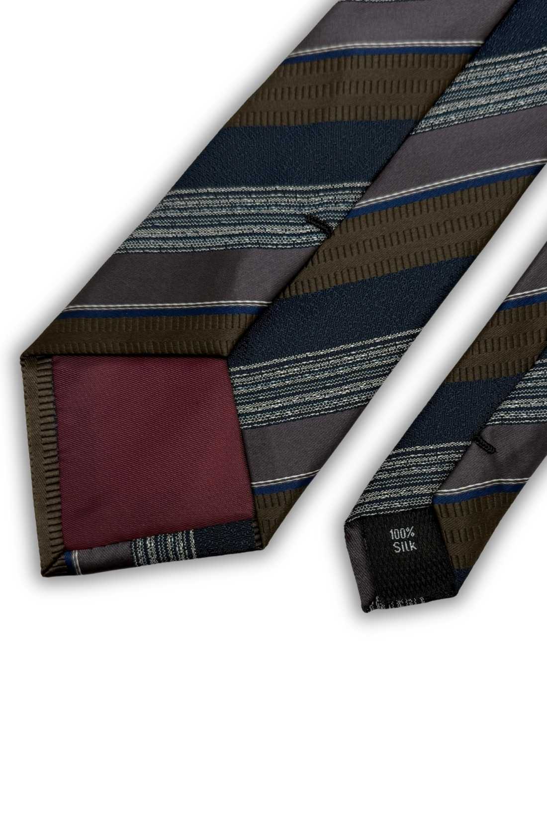 Navy Blue Striped Silk Necktie for Men
