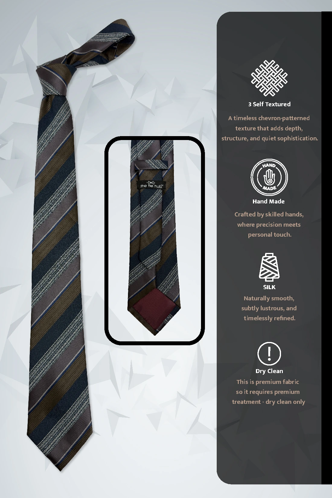 Navy Blue Striped Silk Necktie for Men
