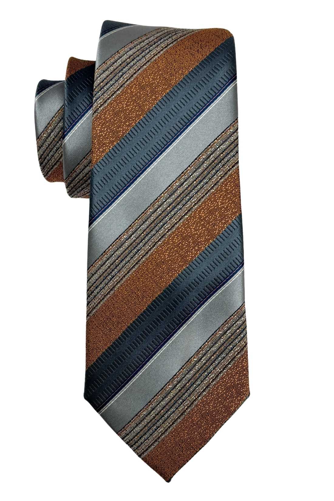 Grey Striped Silk Necktie for Men