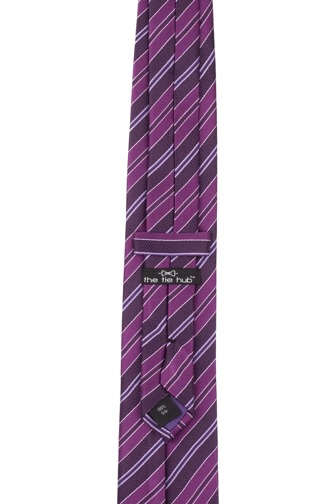 Purple Striped Silk Necktie for Men