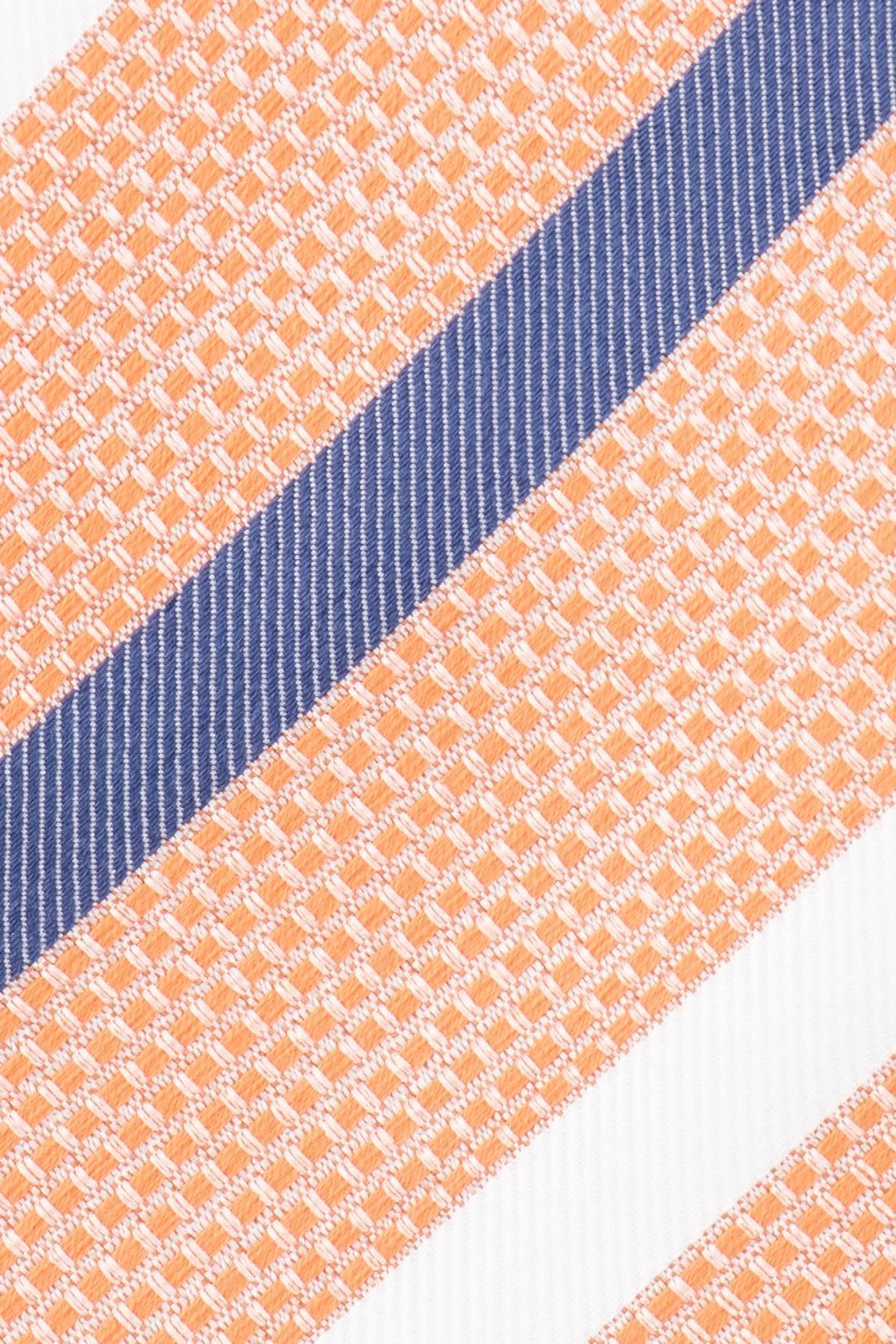 Orange with Blue Striped Silk Necktie for Men