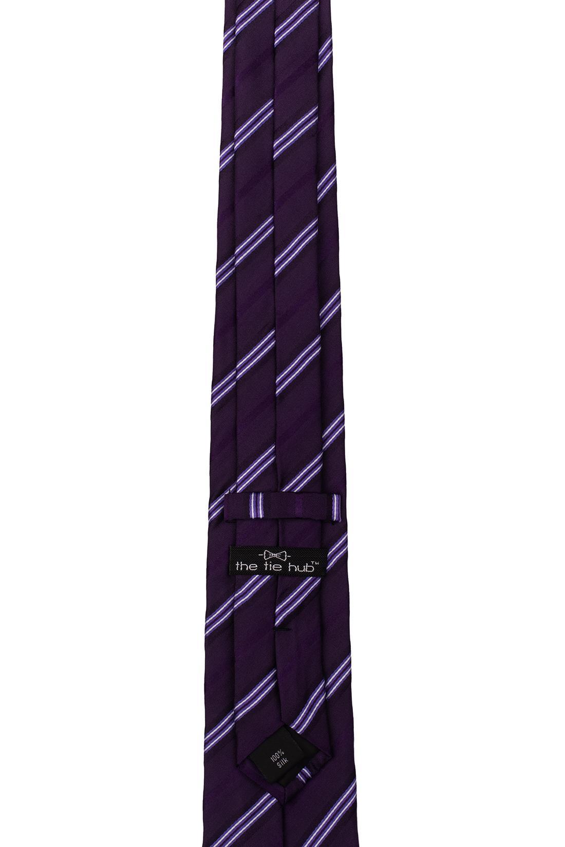 Purple Striped Silk Necktie for Men