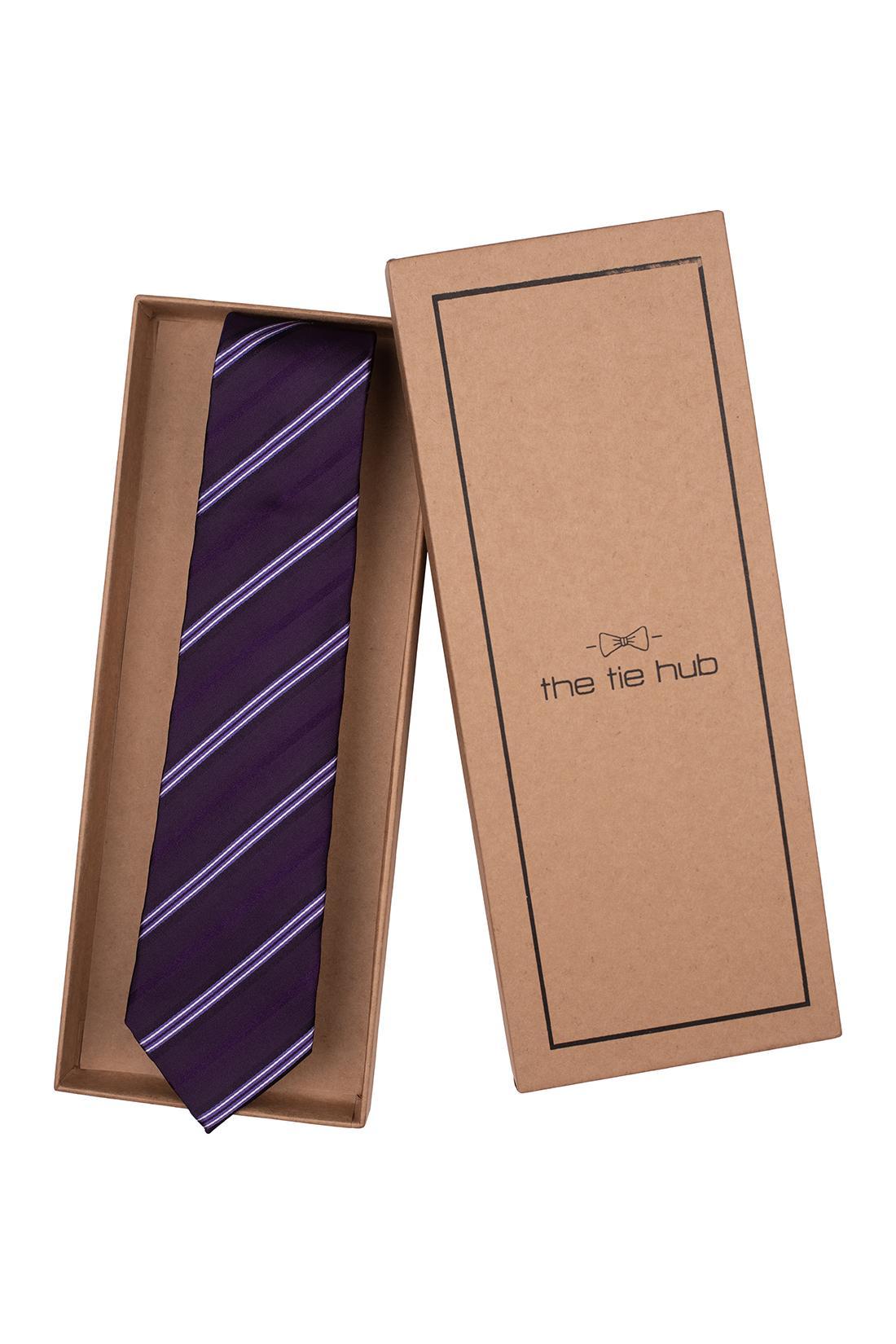 Purple Striped Silk Necktie for Men