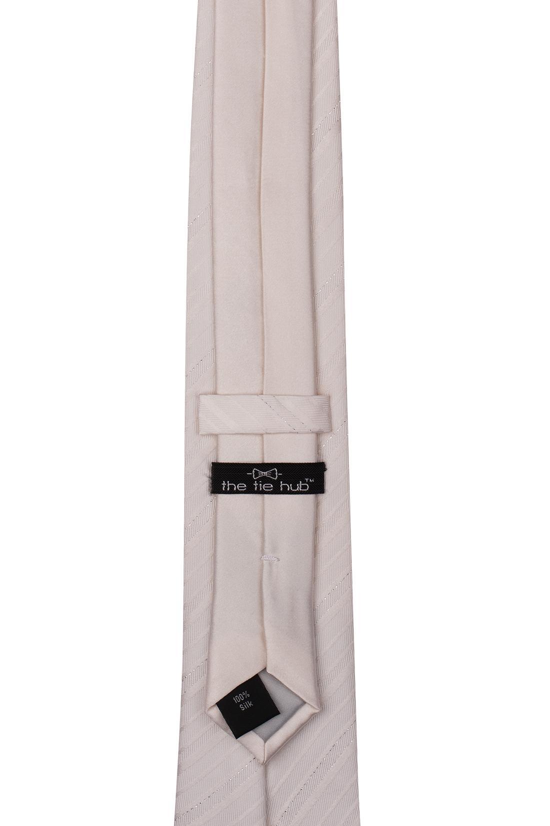 White Striped Silk Necktie for Men