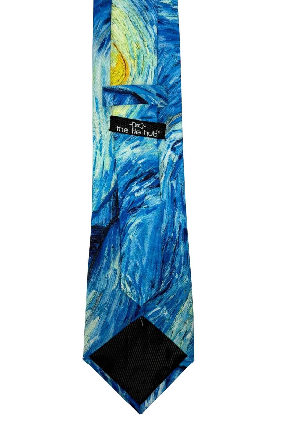 Blue and Yellow Geometric Silk Necktie for Men