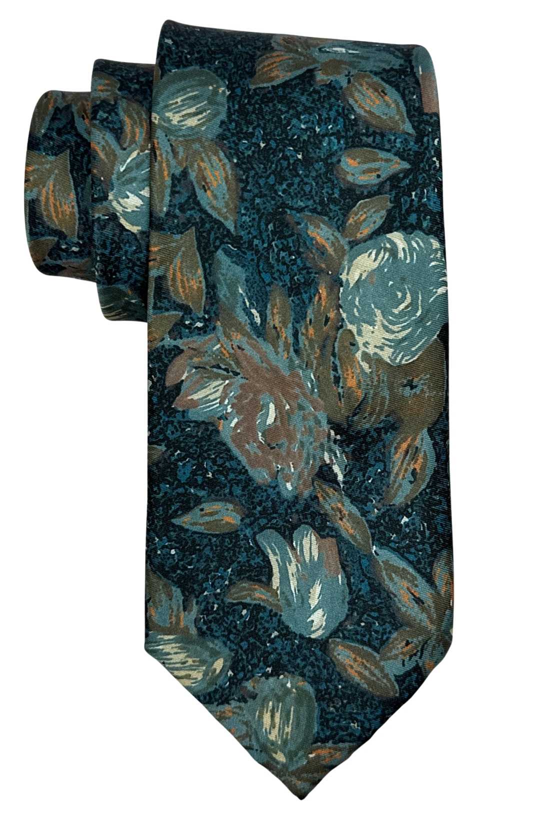 Teal Blue Floral Silk Necktie for Men