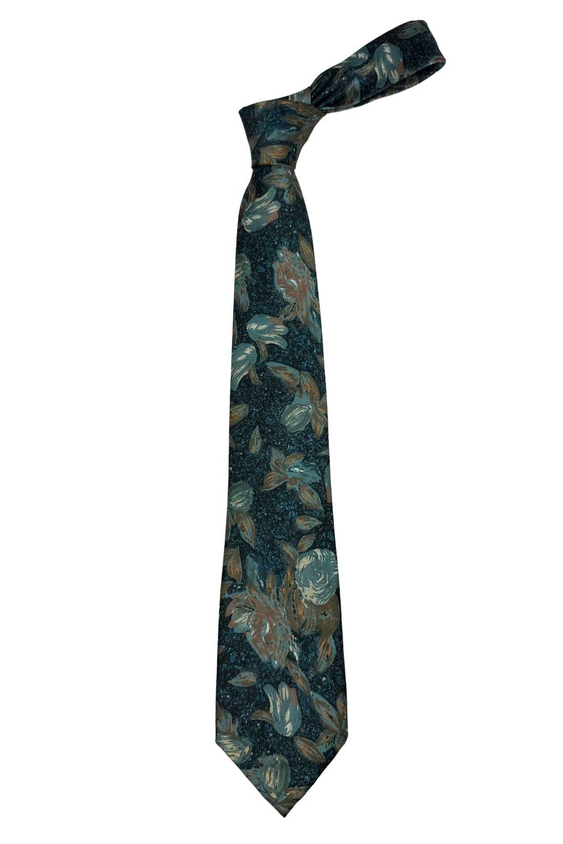 Teal Blue Floral Silk Necktie for Men