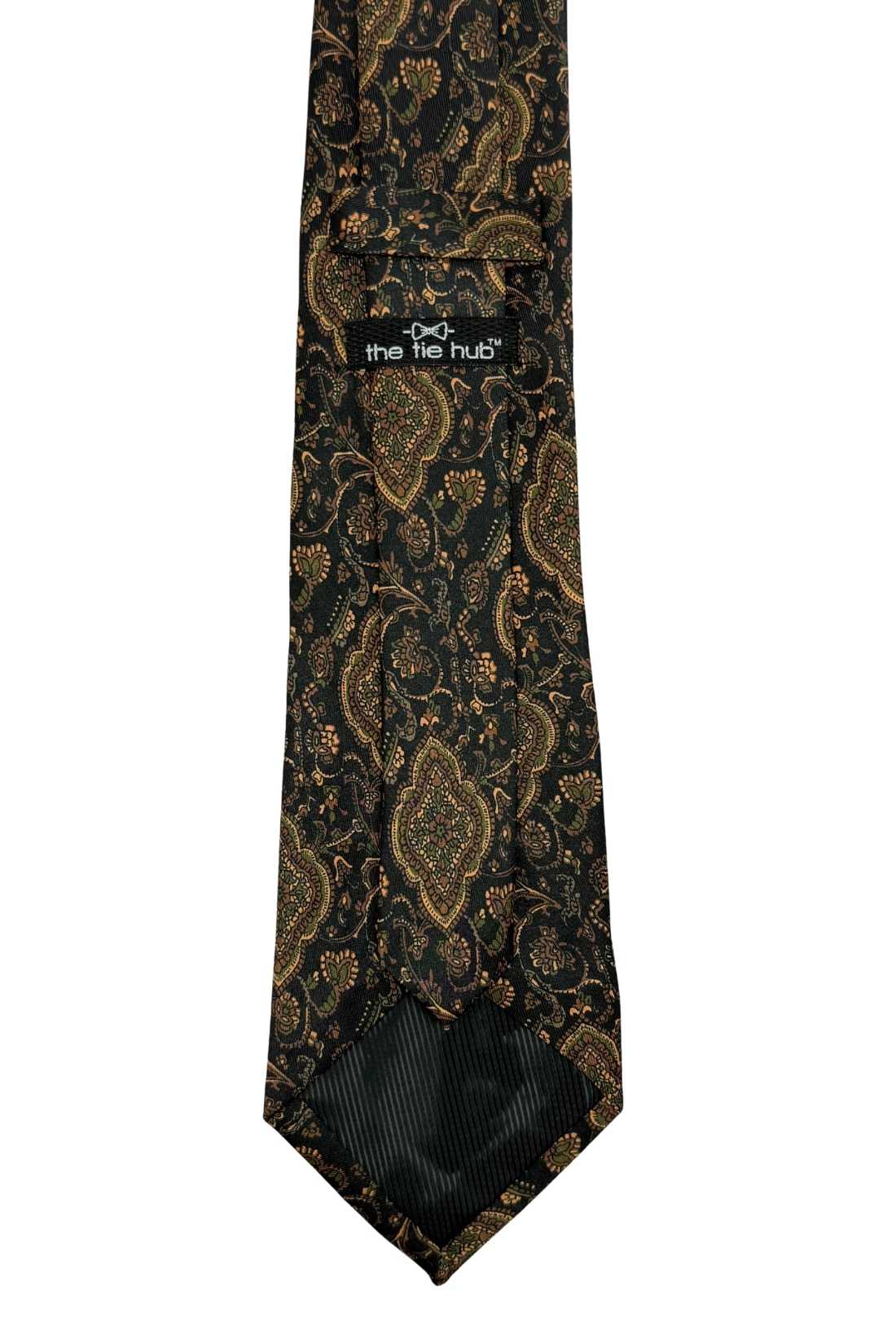 Black and Gold Paisley Silk Necktie for Men