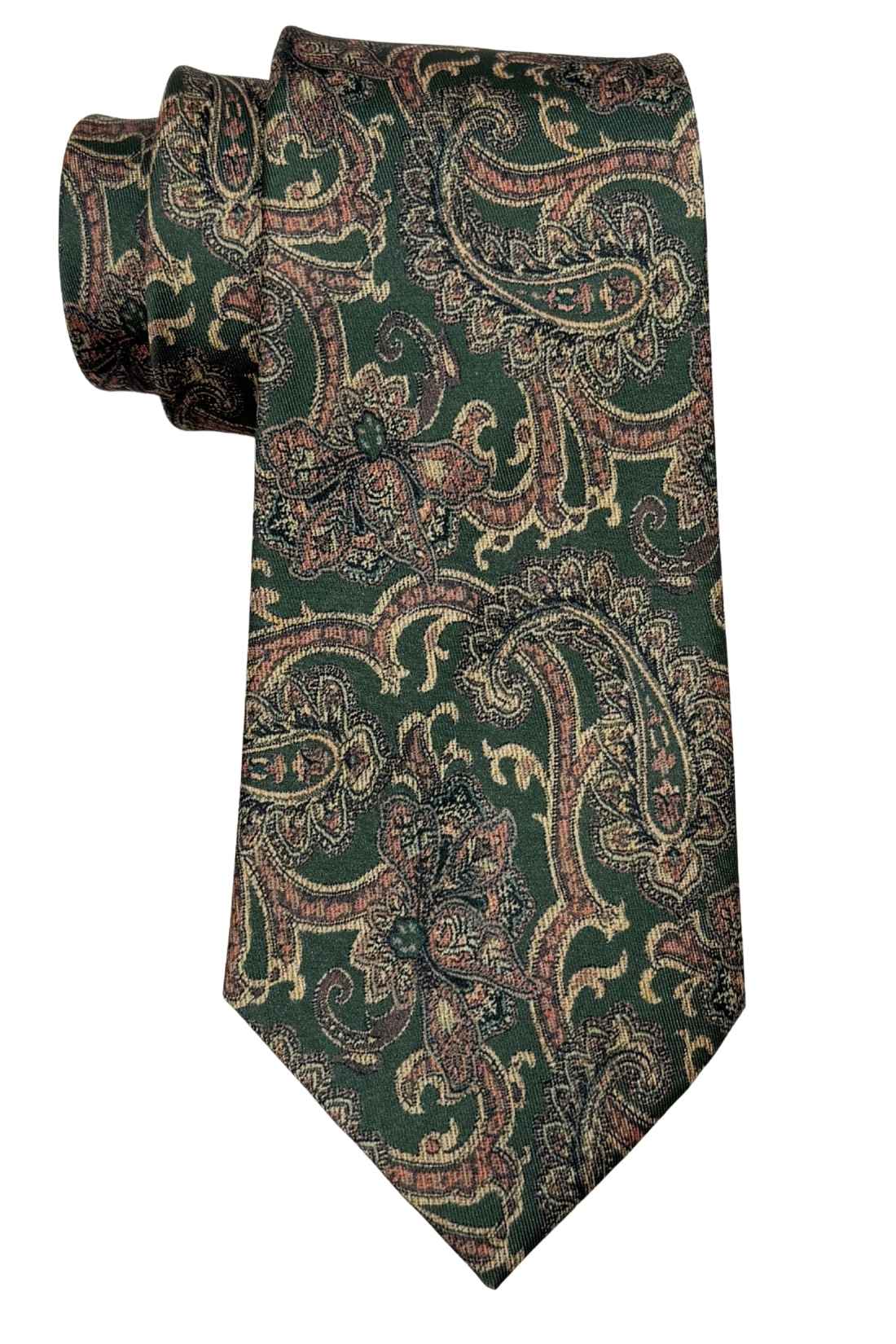 Green Paisley Silk Necktie for Men
