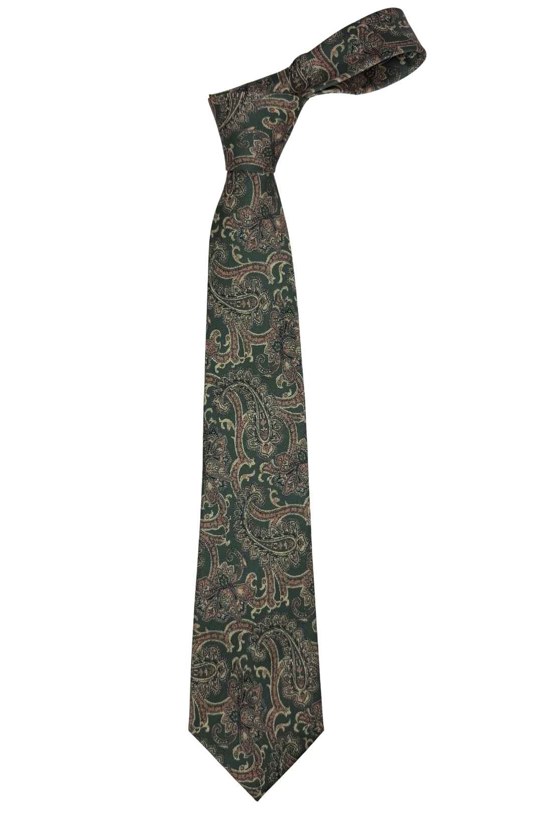 Green Paisley Silk Necktie for Men