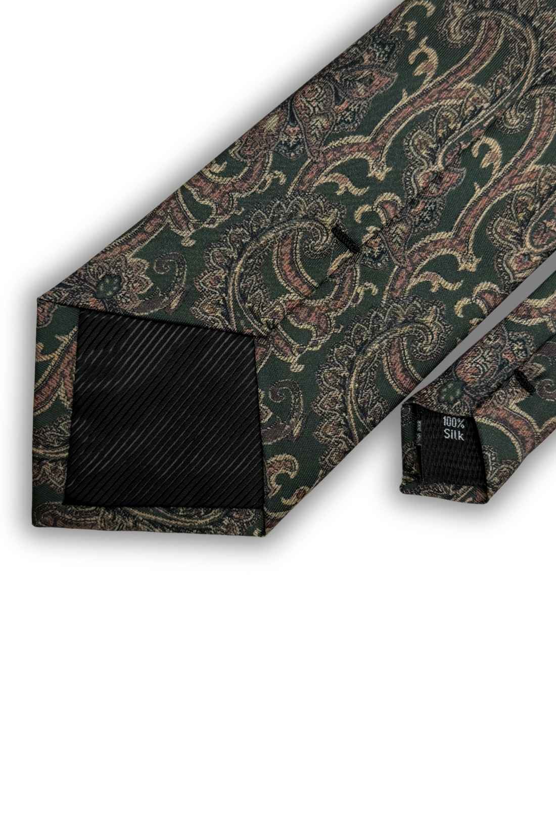Green Paisley Silk Necktie for Men