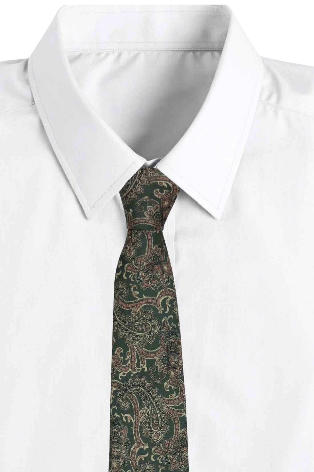 Green Paisley Silk Necktie for Men