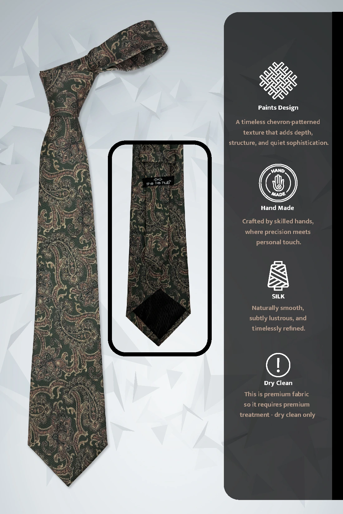 Green Paisley Silk Necktie for Men